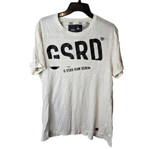 G-Star Raw Denim No. 3301 White Graphic Print Lightweight Tee Men's T-shirt XL